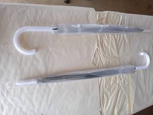 lot 17701 image: 2 Clear and White Umbrellas 32 in.