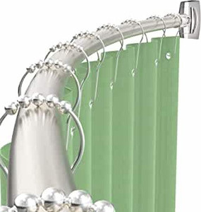 lot 17712 image: PrettyHome Curved Shower Rod Brush Nickle Adj. 38 to 72 inches
