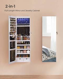 lot 17713 image: Lockable Jewelry Cabinet with Frameless Mirror $129.99 retail