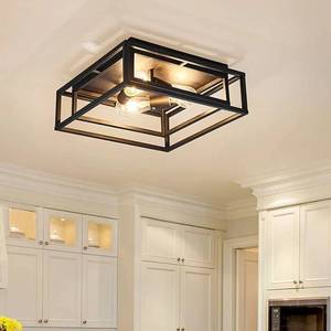 lot 17729 image: ZGLAOJT Black Flush Mount Ceiling Light Fixture 3 Light Fixture. $100 retail