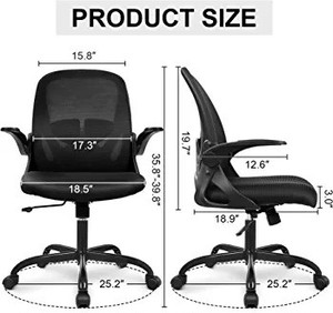 lot 17731 image: Primy PR 934Z Black Office Desk Chair Adj. Lumber Breathable $100 retail