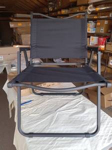 lot 17737 image: Folding Chair Black Coated Wood Armrests New