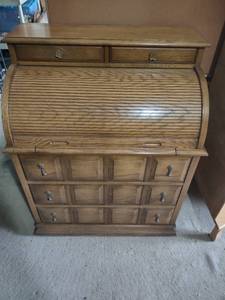 lot 1619 image: roll top desk one piece 35 inches wide 21 inches deep 44 in tall