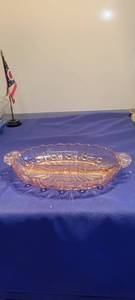 lot 1878 image: Pink depression anchor hocking divided dish