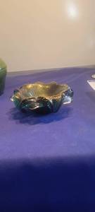 lot 1966 image: Green and gold dish