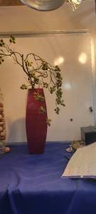 lot 1983 image: Eighteen inch red wood vase