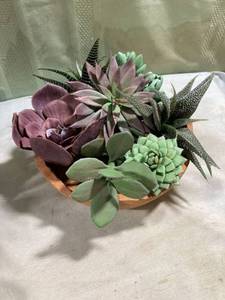 lot 5241 image: Terra-cotta pumpkin top displaying flowers