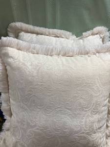 lot 5259 image: 2) 15�� decorated pillows line across the back of one of the pillows