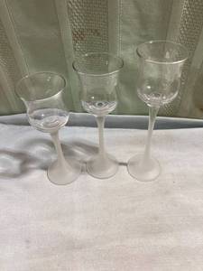lot 7691 image: 3) frosted stem candleholders
