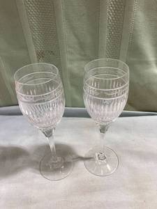 lot 7692 image: 2) cut glass 8 12 inch Sherry glasses