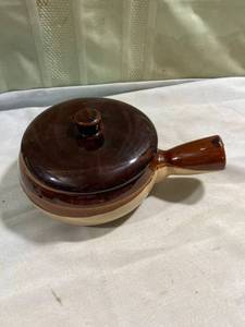 lot 7703 image: 10 12 inch terra-cotta bean pot measurement includes handle