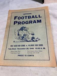 lot 7712 image: Official football program for 1946 between western Haven high school versus Hillhouse high school
