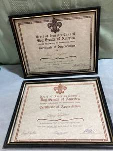 lot 7716 image: 2) Boy Scouts of America certificates appreciation 1980