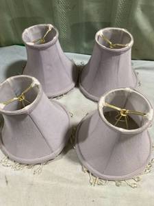 lot 7782 image: 4) pale lavender over light bulb shades, bottom, 6 14 inch top to bottom 5 14 inch