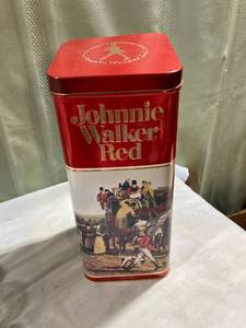 lot 7919 image: 5 14 x 5 14 x 12 14 Johnny Walker Red Tin