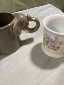 lot 7928 image: 2) coffee cups elephant, 3 34�� tall