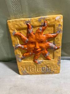 lot 7991 image: 6 12�� x 9�� welcome sun ceramic plaque