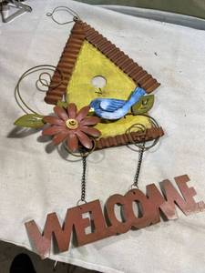 lot 7993 image: 16 x 9 12�� metal birdhouse wall hanger