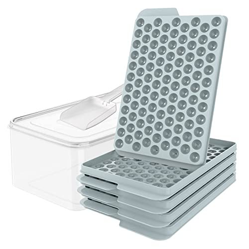 Blue Ice Trays & Ice Bin & Ice Scoop, Mini Ice Cube Trays For