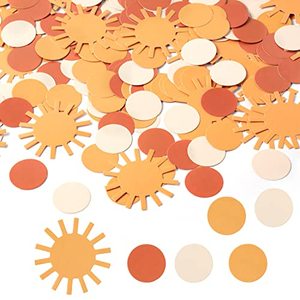 lot 7054 image: G1ngtar 320Pcs Boho Sun Round Scatter Confetti Dot Hippie Muted Sun Confetti Table Decor First Trip Around the Sun You Are My Sunshine Party Decoration for Baby Shower Gender Reveal Wedding