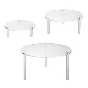 lot 7057 image: HESIN Acrylic Cake Display Risers Round Set of 3 Stand Risers Dessert Bakery Stand Rack Server Dessert & Pizza Holder