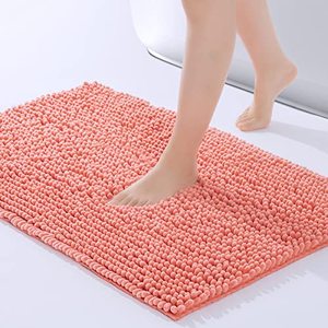 lot 7073 image: FRESHMINT Large Bathroom Rugs Non-Slip Bath Mat 36�x24�, Washable Soft Long Shower Mat for Floor & Tub Fluffy Shag Bath Rugs, Durable Water Absorbent Microfiber Shower Rugs, Coral