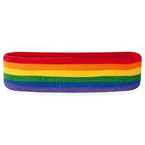 lot 7086 image: Suddora Striped SweatbandHeadband - Terry Cloth Athletic Basketball Head Sweat Bands (Rainbow)
