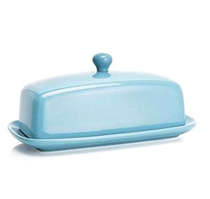 lot 7090 image: Sweese Butter Dish with Lid, 307.102 Porcelain Butter Keeper, 7.8 Inch Butter Holder with Handle Cover, Butter Container Perfect for East West Coast Butter, Turquoise