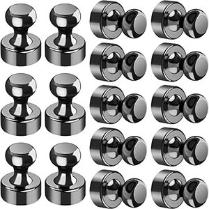 lot 7114 image: 16Pcs Black Refrigerator Magnets Fridge Magnet, Strong Magnets Fridge, Whiteboard Magnets, Fridge Magnets Adults, Small Magnets for Kitchen, Office, School, Locker, Map Decorative