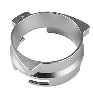 lot 7118 image: 54 mm Hands-Free Coffee Dosing Funnel, Espresso Machine Accessories for 54mm Breville Barista Portafilters, with Grinding Trigger, Home or Cafe Use (Silver)