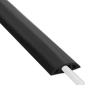 lot 7125 image: Floor Cable Cover, 4ft, Black Wire Cover for Floor, Prevent Cable Trips & Protect Wires, Floor Cord Cover - Cord Cavity - 0.39 (W) x 0.24 (H)