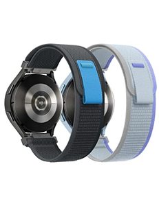lot 7167 image: 2 Packs Trail Loop Nylon Bands Compatible with Samsung Galaxy Watch 5 & 4 40mm 44mmWatch 5 Pro 45mmWatch 4 Classic 42mm 46mmActive 2 40mm 44mmWatch 3 41mm Bands, 20mm Woven Stretchy Sport Strap for Men Women