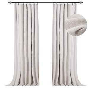 lot 7169 image: 100% Blackout Shield Linen Blackout Curtains 84 Inch Long 2 Panels Set, Clip RingsRod Pocket Blackout Curtains No Light, Black Out Curtains & Drapes for Bedroom, 50 inches Wide Each Panel, Beige