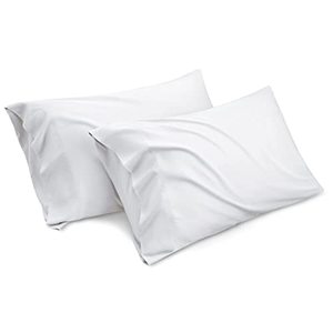 lot 7171 image: Bedsure Cooling Pillow Cases Queen - Rayon Derived from Bamboo, White Chill Pillowcase 2, Silky Soft & Breathable Pillow Covers with Envelope Closure, Gift for Hot Sleepers in Summer, 20x30 Inches