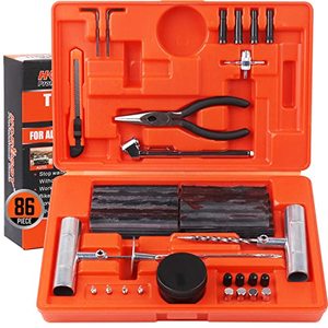 lot 7175 image: HORUSDY Tire Repair Kit, 86-Pcs Heavy Duty Tire Plug Kit for Car, ATV, SUV, RV, Motorcycle, Tractor, Trailer. Flat Tire Puncture Repair Kit