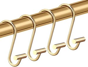 lot 7192 image: CHICTIE Gold Shower Curtain Hooks Rings, Decorative Shower Curtain Rings for Bathroom Shower Rod, Set of 12 Premium Rust-Resistant Metal Shower Hooks Hangers T Shaped Design�
