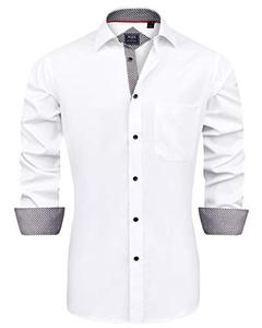 lot 7199 image: J.Ver Mens Casual Long Sleeve Stretch Dress Shirt Wrinkle-Free Regular Fit Button Down Shirts