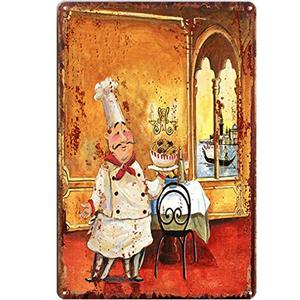 lot 7217 image: Original Retro Design Chef Tin Metal Signs Wall Art  Thick Tinplate Print Poster Wall Decoration for KitchenRestaurant