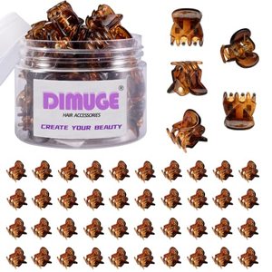 lot 7241 image: DIMUGE 45 pcs Brown Mini Hair Clips for Women and Girls 12 Inch Tiny Claw Clips Holder Hair Back, Clamp Bangs, Durable Strong Grip Non-slip Small Hair Clips.