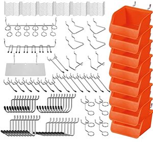 lot 7246 image: HORUSDY 150-Piece Pegboard Hooks Assortment, Pegboard Accessories with Pegboard Bins for Organizing Various Tools