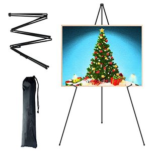 lot 7249 image: Easel Stand for Display, Easel Stand for Wedding Sign, 63 Folding Poster Easel, Floor Stand for Sign, Collapsable Portable Tripod, Art Poster Metal Stand for Display Show(1 Pack)