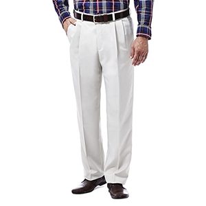 lot 7256 image: Haggar mens Cool 18 Hidden Expandable Waist Pleat Front Pant- Regular and Big & Tall Sizes dress pants, Black, 40W x 30L US