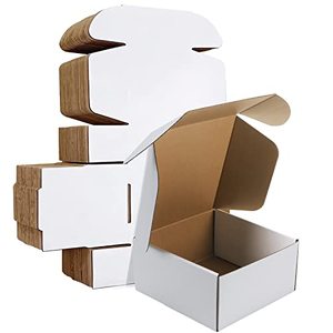 lot 7264 image: HORLIMER 8x8x4 inches Shipping Boxes Set of 25, White Corrugated Cardboard Box Literature Mailer