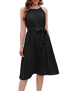 lot 7277 image: GRACE KARIN Womens Cocktail Party Dresses Halter Neck Dress Sleeveless Wedding Guest Dresses Midi Swing Dress Black XL