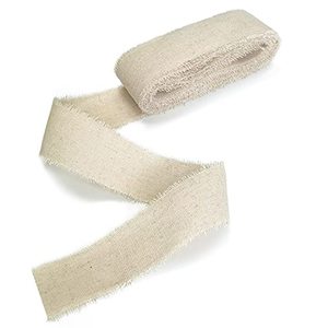 lot 7278 image: Beige Cotton Linen Fabrics Ribbon 1-12 Inch Wide 5 Yards Frayed Edges Fringe Ribbon for Rustic Wedding Valentines Day Gift Wraps Craft Bouquet Supplies Trim Embellishments Party Decoration