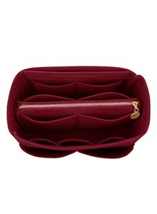 lot 7292 image: Felt Purse Insert Handbag Organizer Bag in Bag Organizer with Zipper Wallet Bag 8021 Vine Red XL