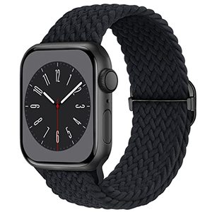 lot 7299 image: Braided Solo Loop Compatible with Apple Watch Band 38mm 40mm 41mm 42mm 44mm 45mm 49mm for Women Men, Stretchy Straps Elastic Sport Wristbands for iWatch Series 8 7 6 5 4 3 2 1 SE Ultra, Black