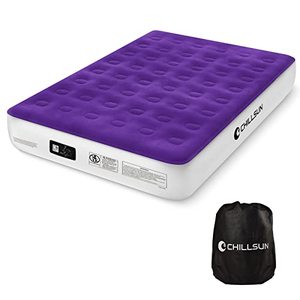 lot 7318 image: CHILLSUN Queen Air Mattress with Built-in Pump - 2 Mins Quick InflateDeflate Double Height Inflatable Mattress for Camping, Home & Portable Travel - Adjustable Blow Up Mattress, Durable Waterproof