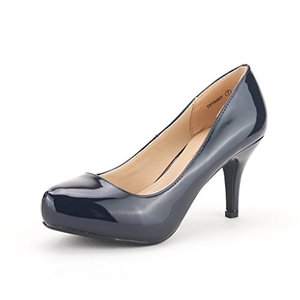 lot 7326 image: DREAM PAIRS Tiffany Womens Heels New Low Stiletto Round Toe Platform Pumps for Women, Size 12,Navy PAT