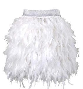 lot 7332 image: LVOW Womens Sexy Mid Waist Mini A-line Feather Skirt for Party Wedding Halloween (White, M)